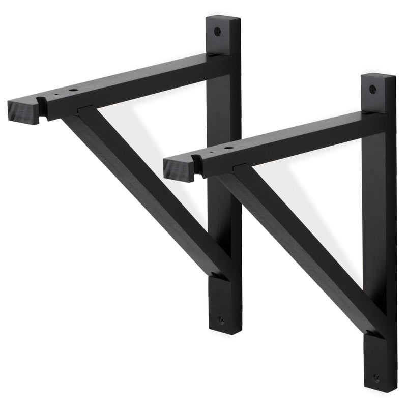 Rustic State Wall Mount Wooden Triangle Sconce Bracket for Hanging Plug in Pendant Light Lamp Cord Kit Fixture - DIY Shelf Project - Decorative Wall Plant Hanger - Black - Set of 2 - Image 1